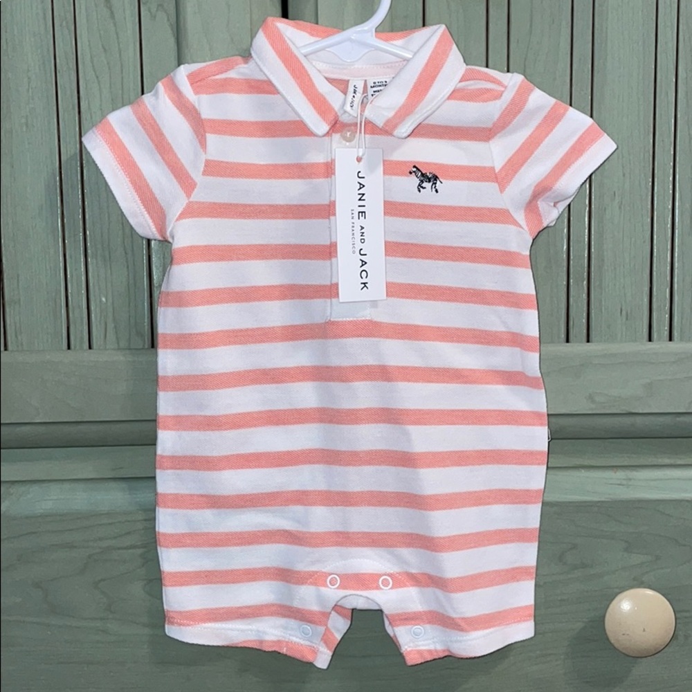 Janie & Jack Stripe Preppy Summer Romper 0-3 Months